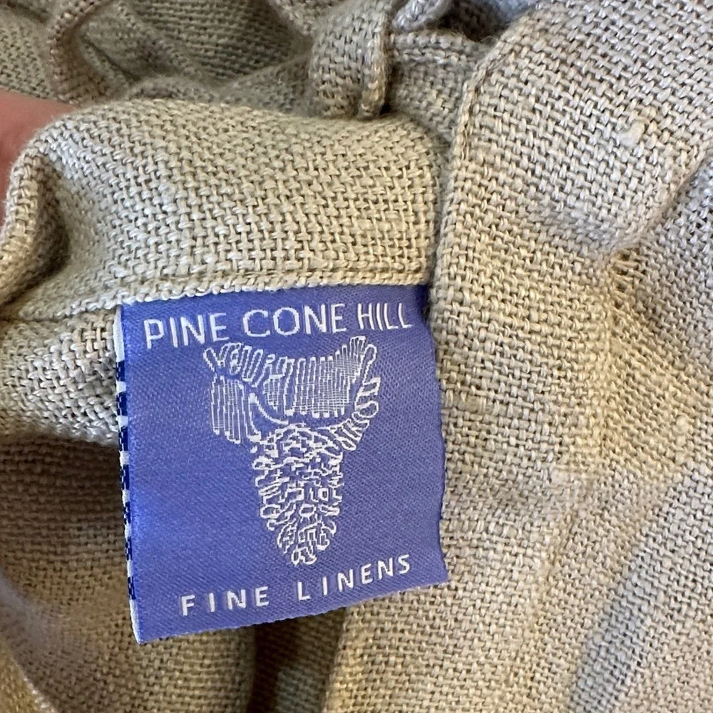 Pine Cone Hill Linen Euro Sham Bow Tie Back 26” x 26” Natural GUC